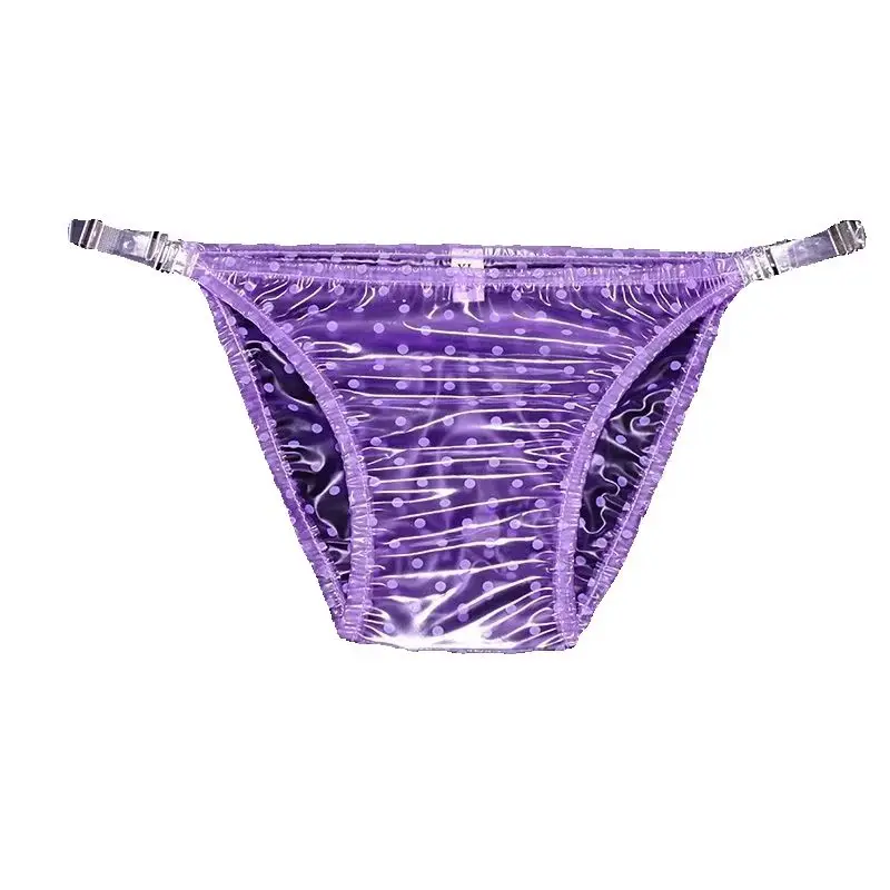 

Transparent Polka Dot Plastic Underwear Men Adjustable Low Waist Briefs Sexy ABDL Panties Male U Convex Physiology Underpant