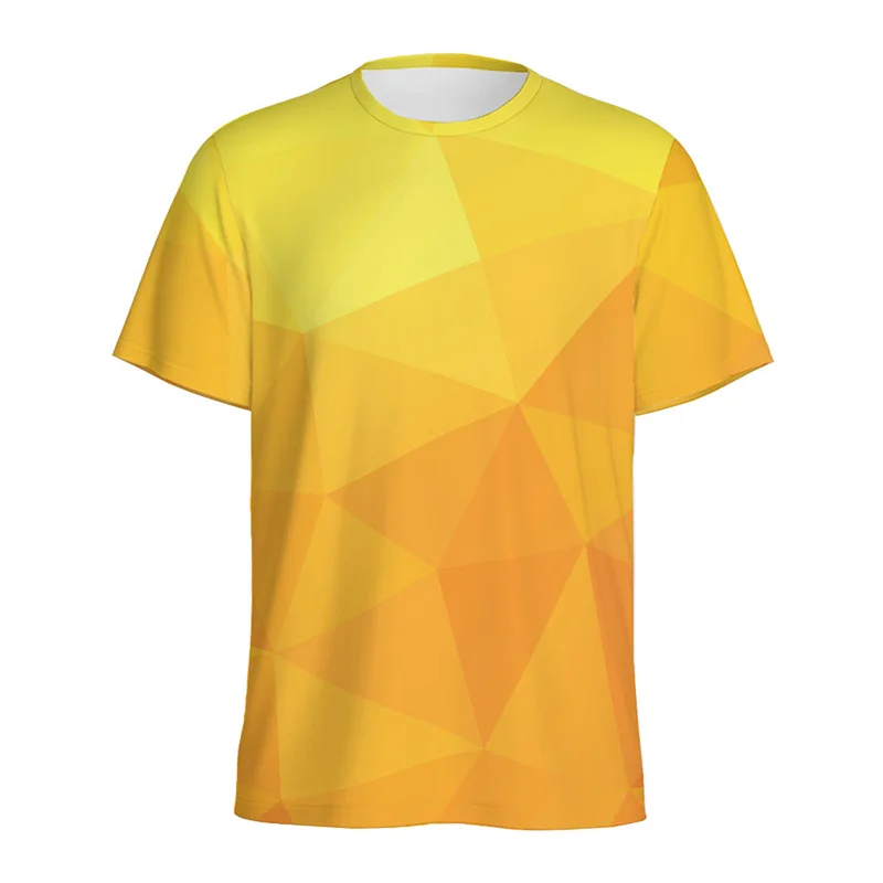 Colorful Polygonal Pattern T-shirt For Men 3D Printed Abstract Geometric T Shirt Summer Sports Short Sleeve Round Neck Top Tees