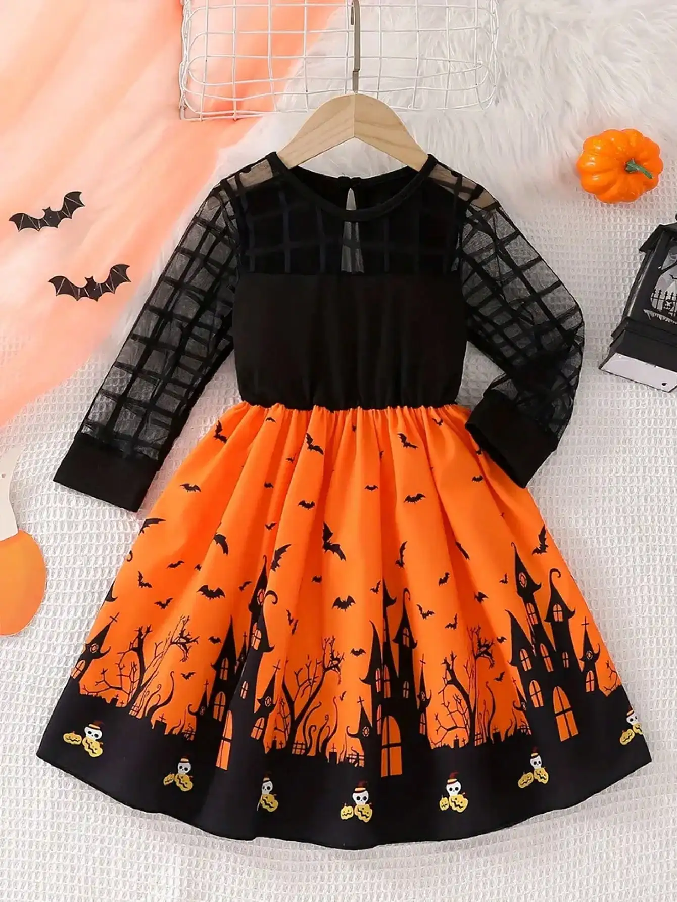 Festliches Halloween-Kleid mit langen Ärmeln und reichen Mustern, beliebter Stil für den Alltag, elegantes Kostüm für Frauen – Detail 3