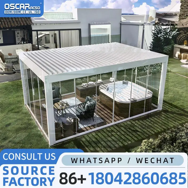 Motorized Louvered Hardtop Patio Gazebo Waterproof Outdoor for Garden Backyard Poolside pergola