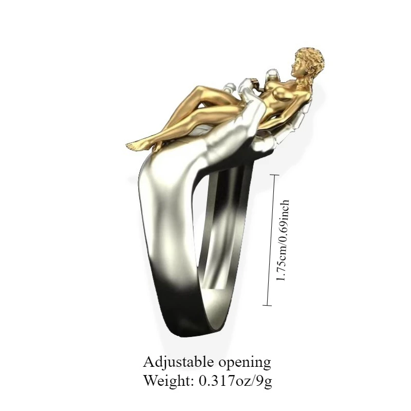 خاتم حب ذهبي عصري جديد لعام 2025، للرجال والنساء يحتضن الفن بإصبع مفتوح، الهالوين وعيد الميلاد #2