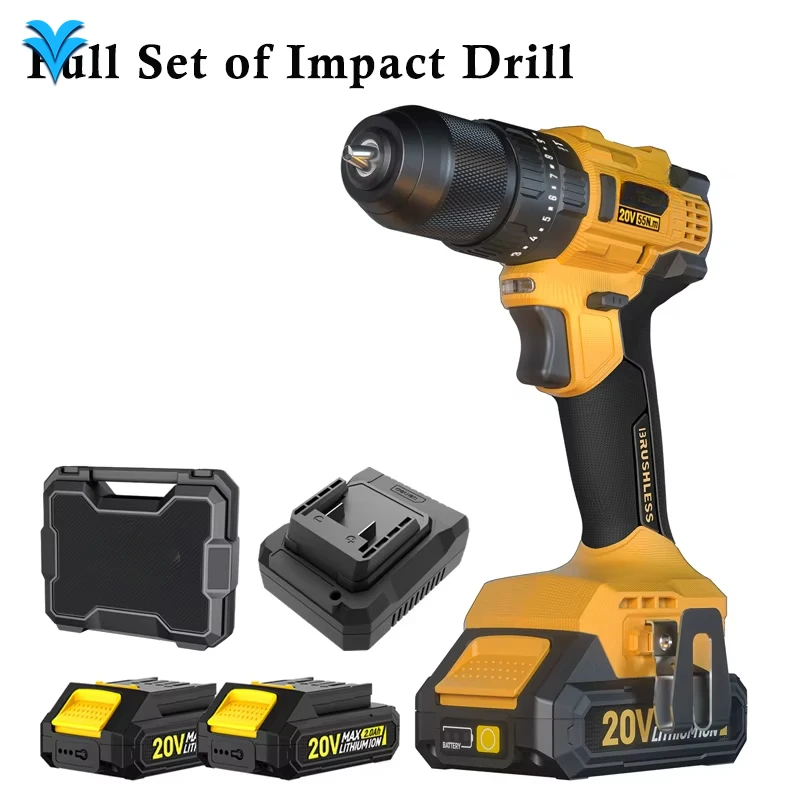 Perceuse à percussion électrique sans fil au Lithium multifonction Portable, vente en gros, avec Source de batterie