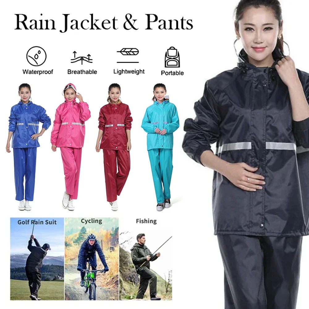 Rainstorm Prevention Raincoat Rainpants Suit Thickening Full Body Rainproof Split Raincoat Reflective Takeaway Riding Rain Coat