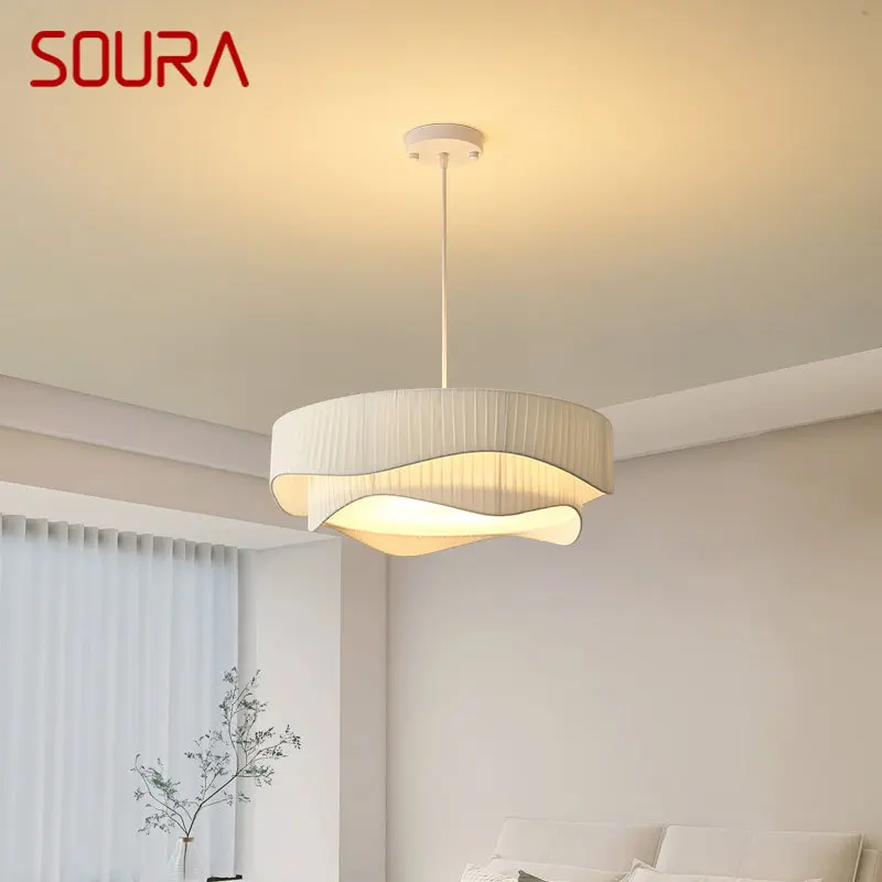 soura modern pingente lustre luz led criatividade plissados vintage branco pendurado lampada para casa sala de jantar quarto 01