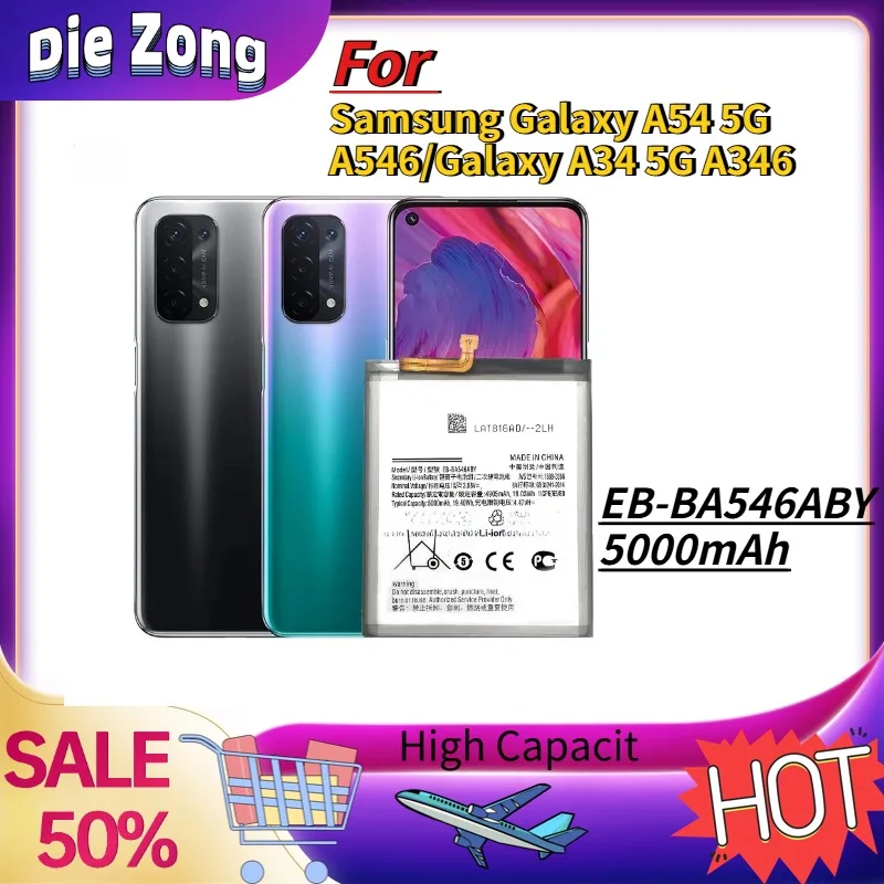 

In Stock For Samsung Galaxy A54 5G A546/Galaxy A34 5G A346 Rechargeable Battery EB-BA546ABY 5000mAh Phone