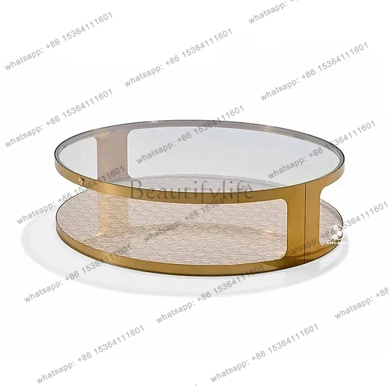 high-end coffee table light luxury high-end modern simple living room household stainless steel glass combination tea table