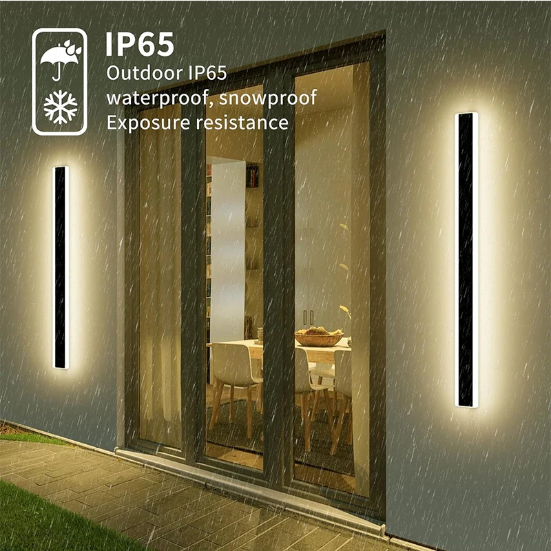 Imagem -02 - Lâmpadas de Parede Longas Impermeáveis Pretas Ip65 Anti Rust Linear Light Luminárias para Varanda Pátio Garagem 3000k 4000k 6000k