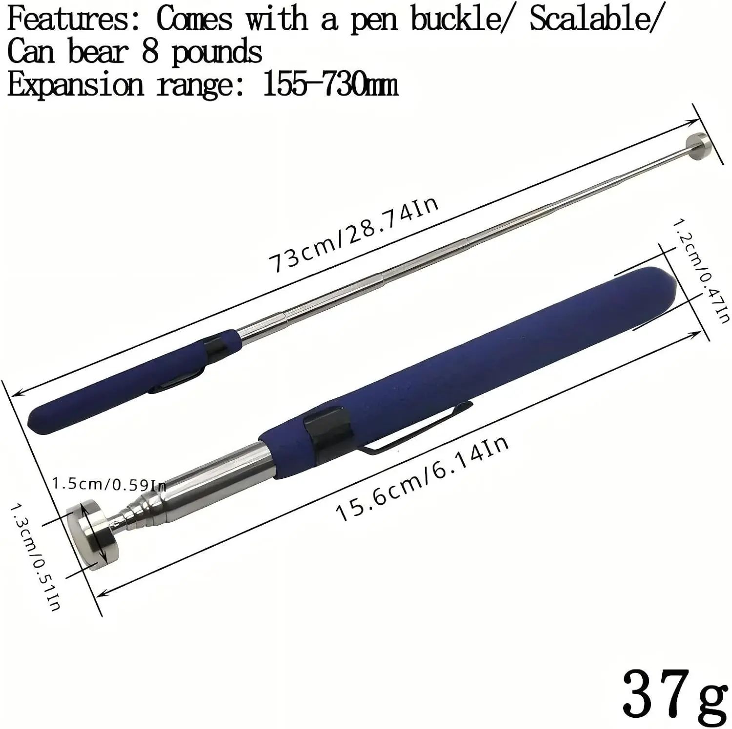 Telescoping Magnetic Pickup Tool Extendable Stick 2Pcs Includes 8LB and 2LB Magnet for Mechanics Car Tools Reaching