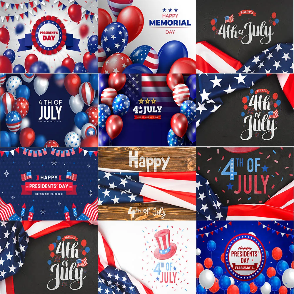 Mocsicka Independence Day Photography BackgroundAmerican Flag Stripes Balloon 4th of July Backdrops Decor Supplies Studio Props