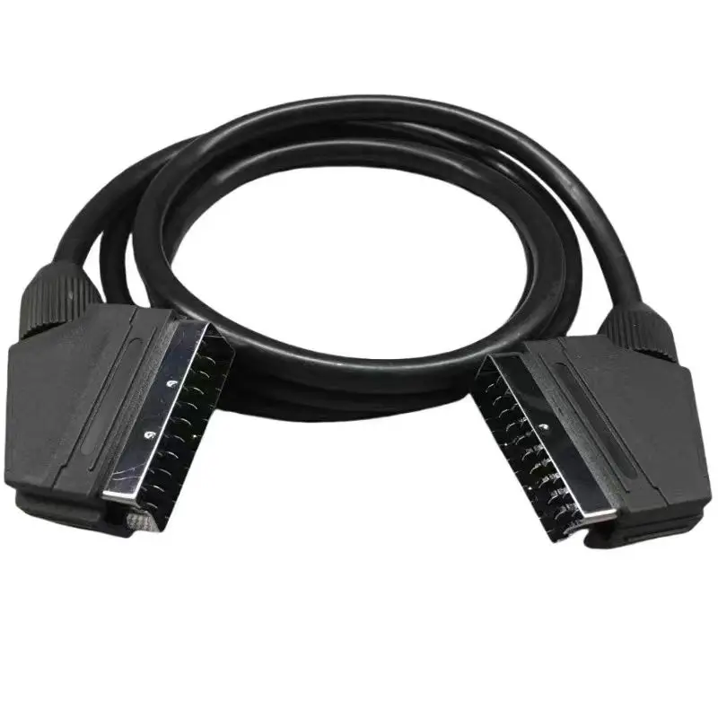 1.5m SCART Cable SCART 21Pin Male to Male Audio and Video Cable European Standard TV Cable Broom Head Nickel Plated