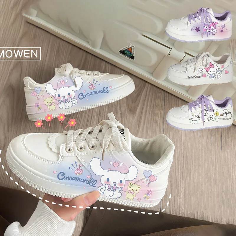 Girls Cinnamoroll Sneakers Kawaii Sanrios Cartoon Kuromi Tennis Shoes Spring Autumn Student Sports Shoes Comfortable Lightweight