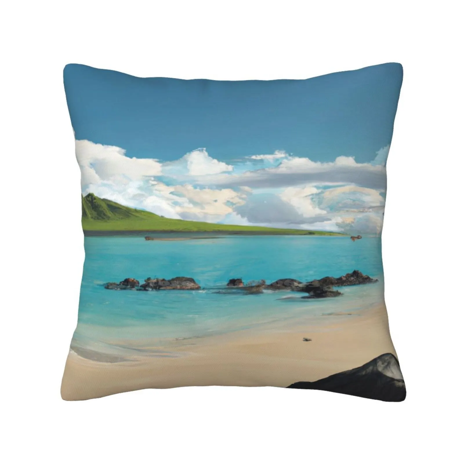 Water Like Glass Pillowslip Pillowcase Beach Rocks Mountains Ocean Calm