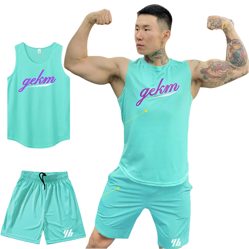 American basketball suit sports vest men and women sleeveless training round neck T-shirt loose fitness breathable quick dry