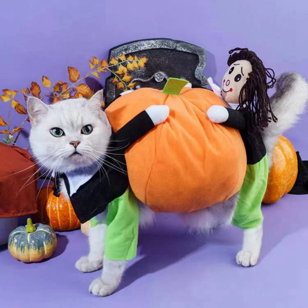 Funny Pet Cosplay Costume Pumpkin Costume Suit Cats Clothes Small Medium Dog Cat Leotard Coat Halloween Christmas Clothing