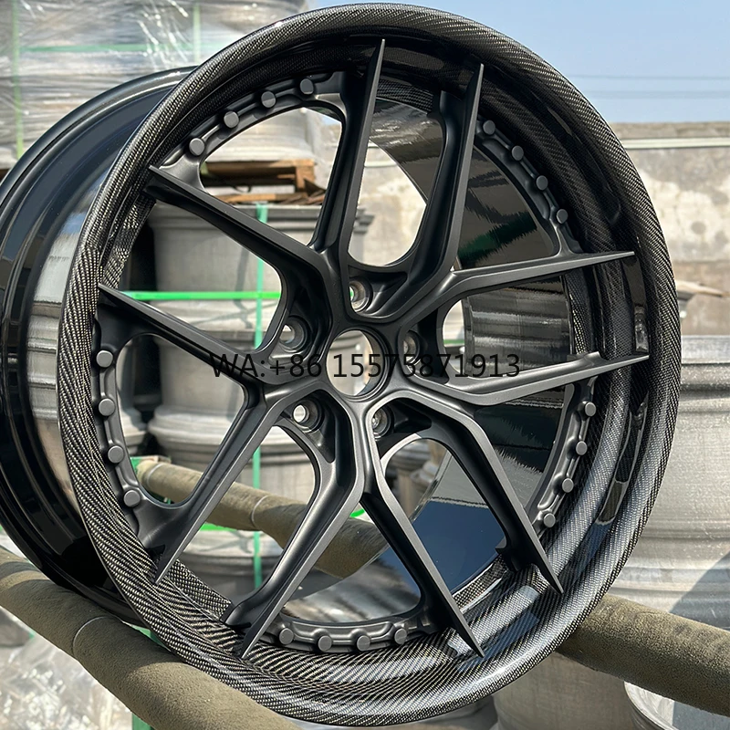 

Custom Passenger Car Wheels 2 Piece Carbon Fiber Rim 16 17 18 19 20 21 22 23 24 Inch 5x112 5x114.3 Aluminum Alloy Forged Wheels