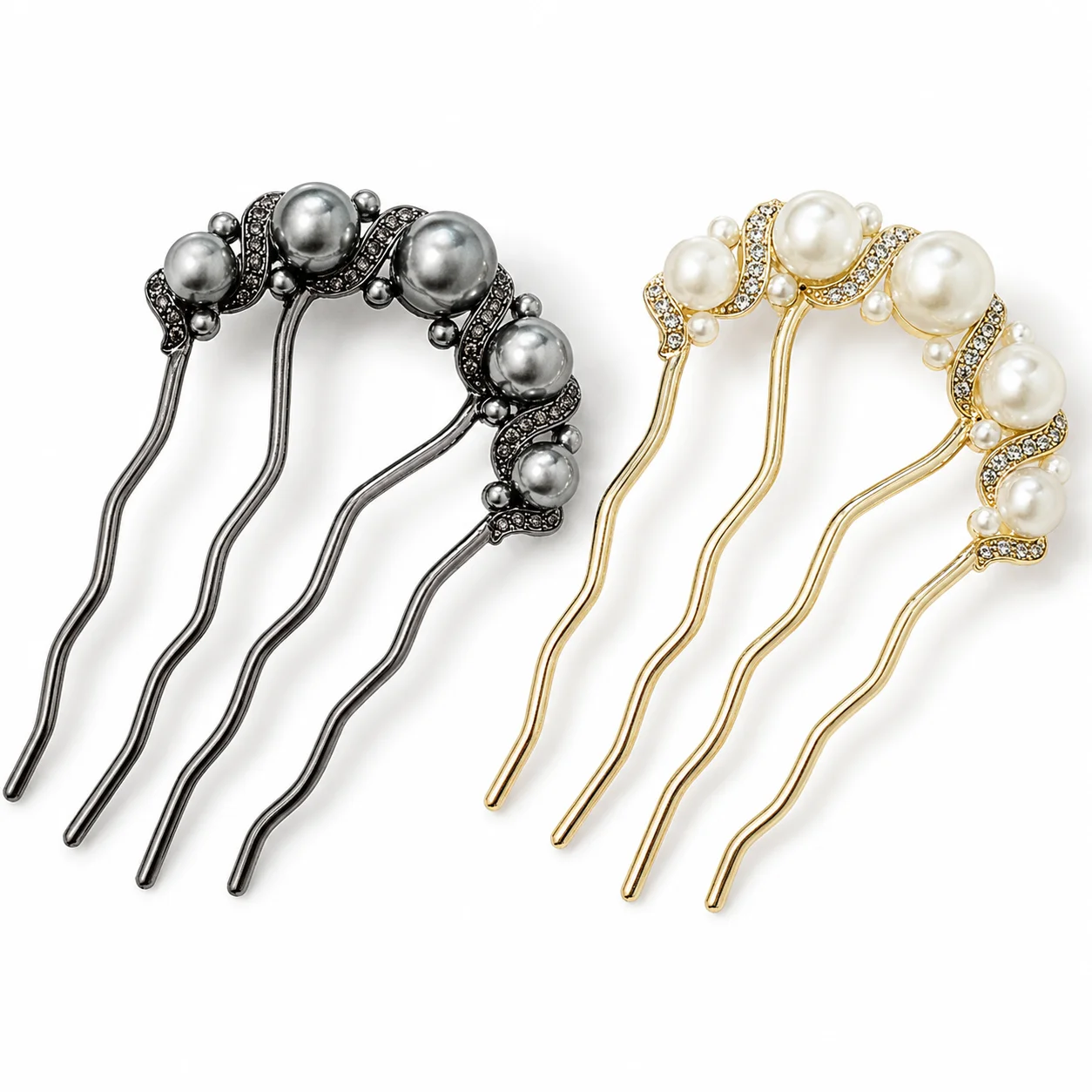 Korean Pearl Hair Fork for Women Alloy Rhinestone U Shaped Hair Pin French Twist Bun Holder Wedding Bridal Hair Accessories Gift view 6