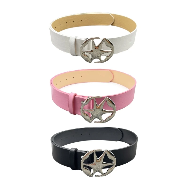 Women Jeans Waist Belts with Hollow Star Buckle Ladies Adjustable Waistband