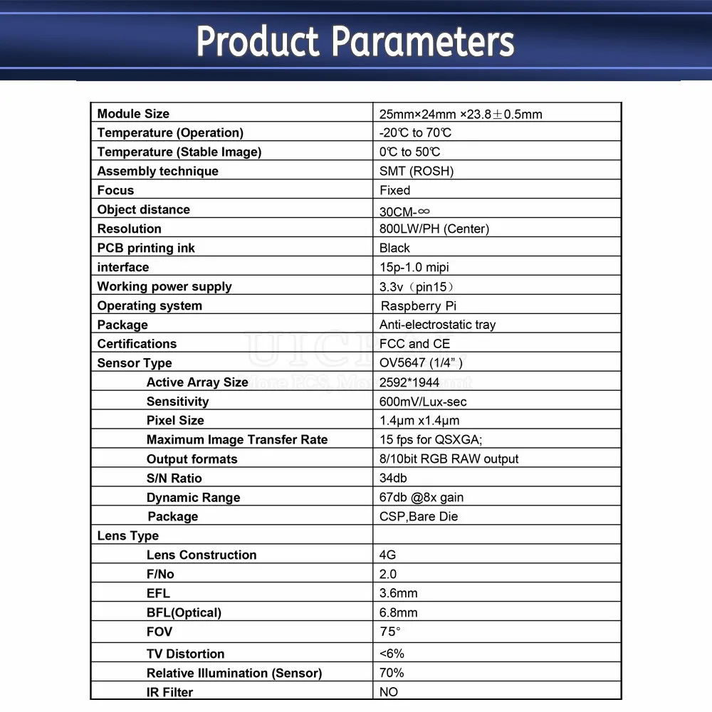 Módulo de cámara OV5647 para Raspberry Pi 3B 4B, enfoque ajustable 67, 72, 120, 130, 160, 200 grados, 3,6 MM, HD, visión nocturna, 2592x1944