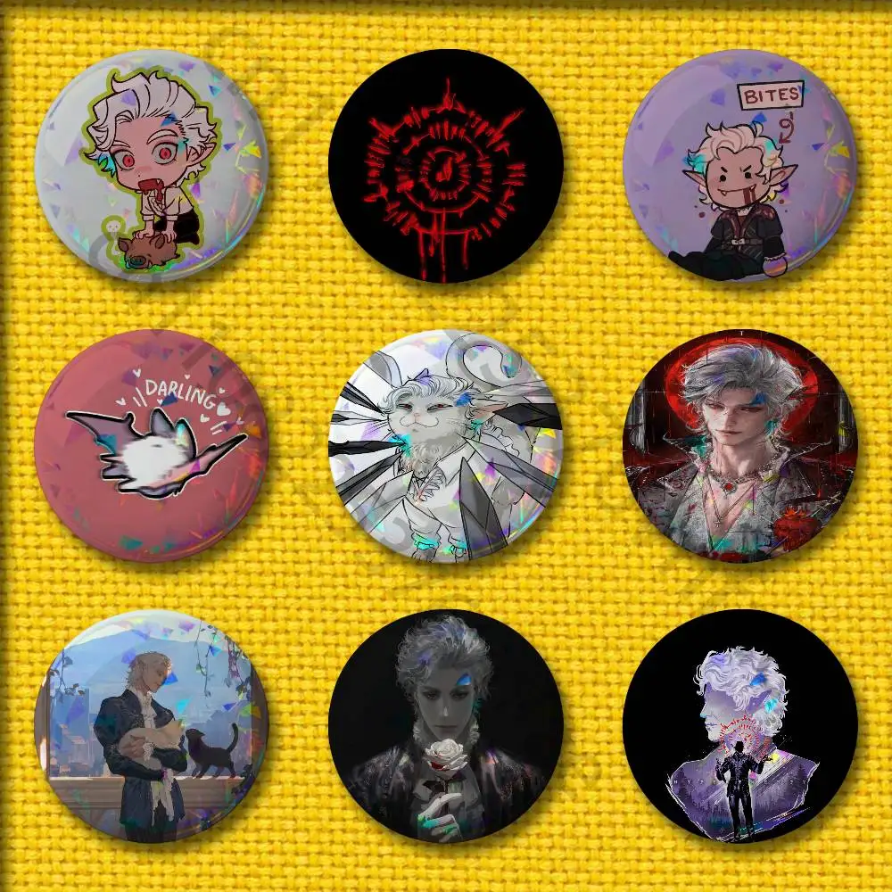 

B-Baldurs G-Gate 3 Astarion Badges 75mm 25mm 44mm 32mm 58mm Round Pin Brooch Souvenir Clothes Cosplay Gift Accessories
