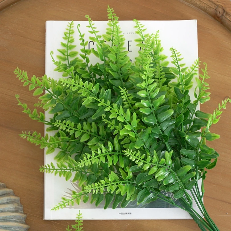 Künstliche Pflanzen, Kunststoff, persisches Farnblatt, für Zuhause, Zimmer, Hochzeit, Party, Fensterbank, Dekoration, Blumenarrangement, Zubehör zum Aufhängen