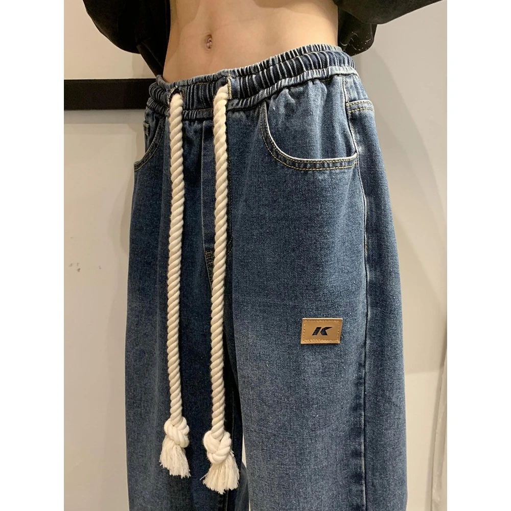 

Мужские джинсы прямого кроя Thi: американский винтажный рабочий стиль, осенне-зимние, уличный шик, теплые, со средней посадкой