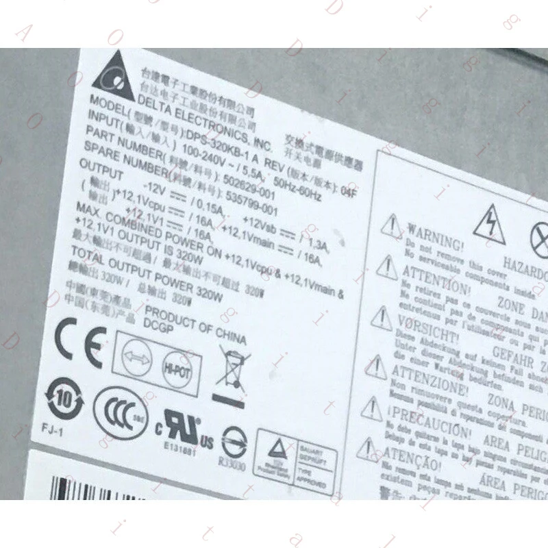 W 502629-001 535799-001 For HP Workstation Z200 DPS-320KB-1 A 320W Power Supply