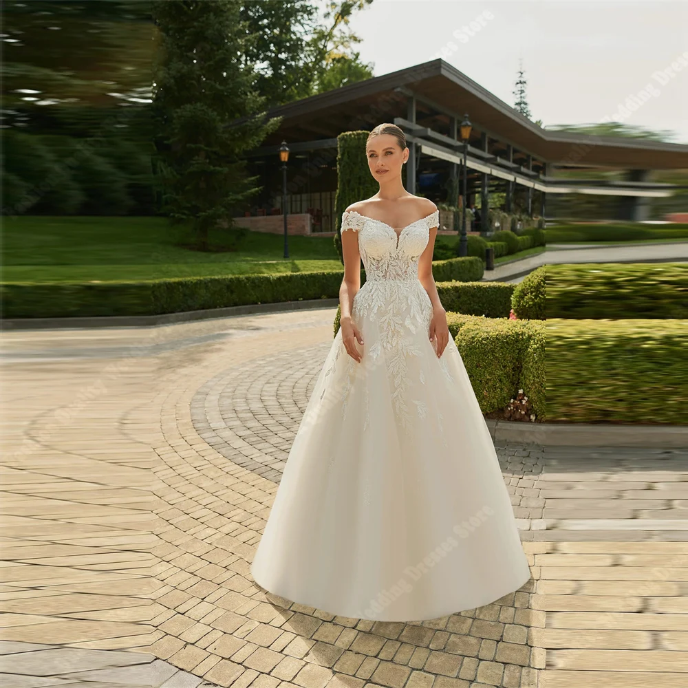 Robes de mariée en tulle de style élégant pour femmes, décalcomanies brillantes, A-ligne pour banquet formel, vadrouille au sol, robe de princesse, 2024