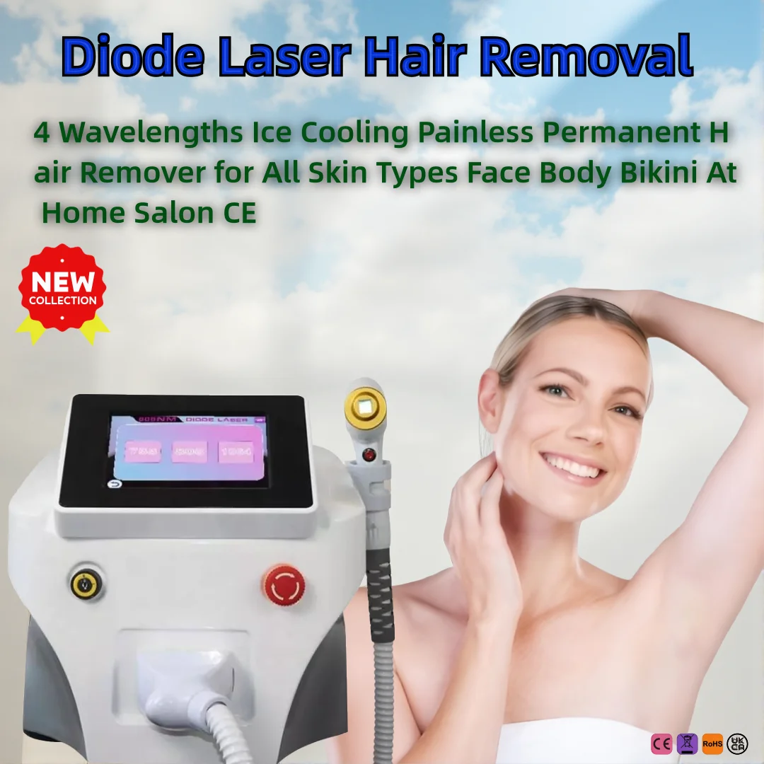 Diode Laser Hair Removal Cryo-Cooled Permanent Hair Reduction - GentleMax™ Tech for Pain-Free Results Home Appliance Upgrade