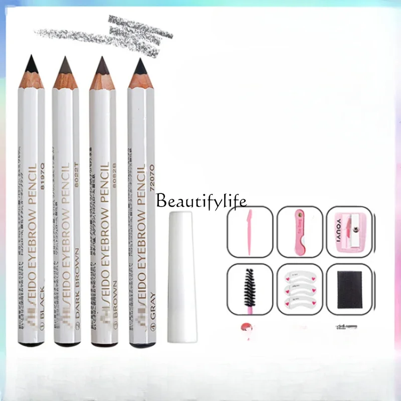 Japanese Hexagonal Eyebrow Pencil Anti-Decolorizing Waterproof Sweat-Proof Anti-Halo Beginner Pencil Thrush