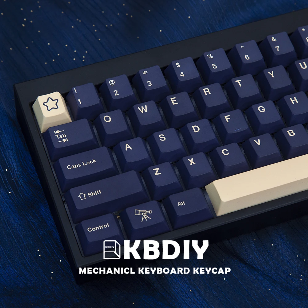 New 124 Keys GMK Stargaze Clone PBT Keycaps Cherry MX Profile Blue Yellow Keycap for Mechanical Keyboard Custom Key Caps Set