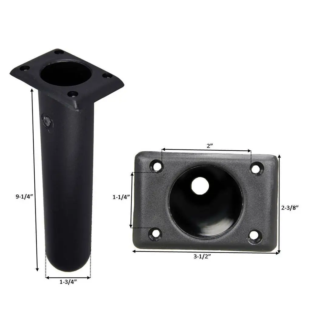 Marine Boat Kayak Plastic Flush Mount Square Head Rod Holder 30 Degree