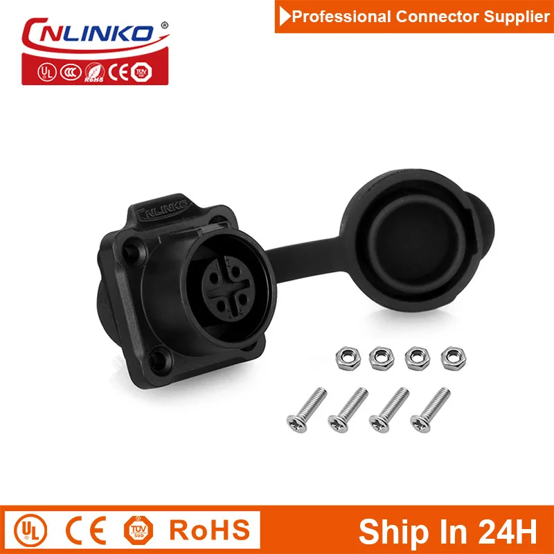 Cnlinko LP12 Plastic 4pin M12 IP67 Waterproof Circuit Wire Power Connector Plug Socket Joint for LED Electric Telecom Appliances