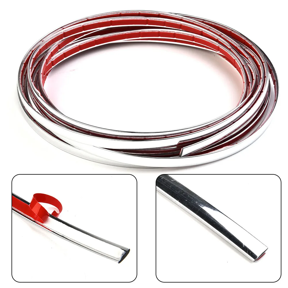 

Chrome Decorative Trim Strip 8mm x 5m for Car Body Styling on Door Edges Rearview Mirror Light Surrounds and Bumper Lines