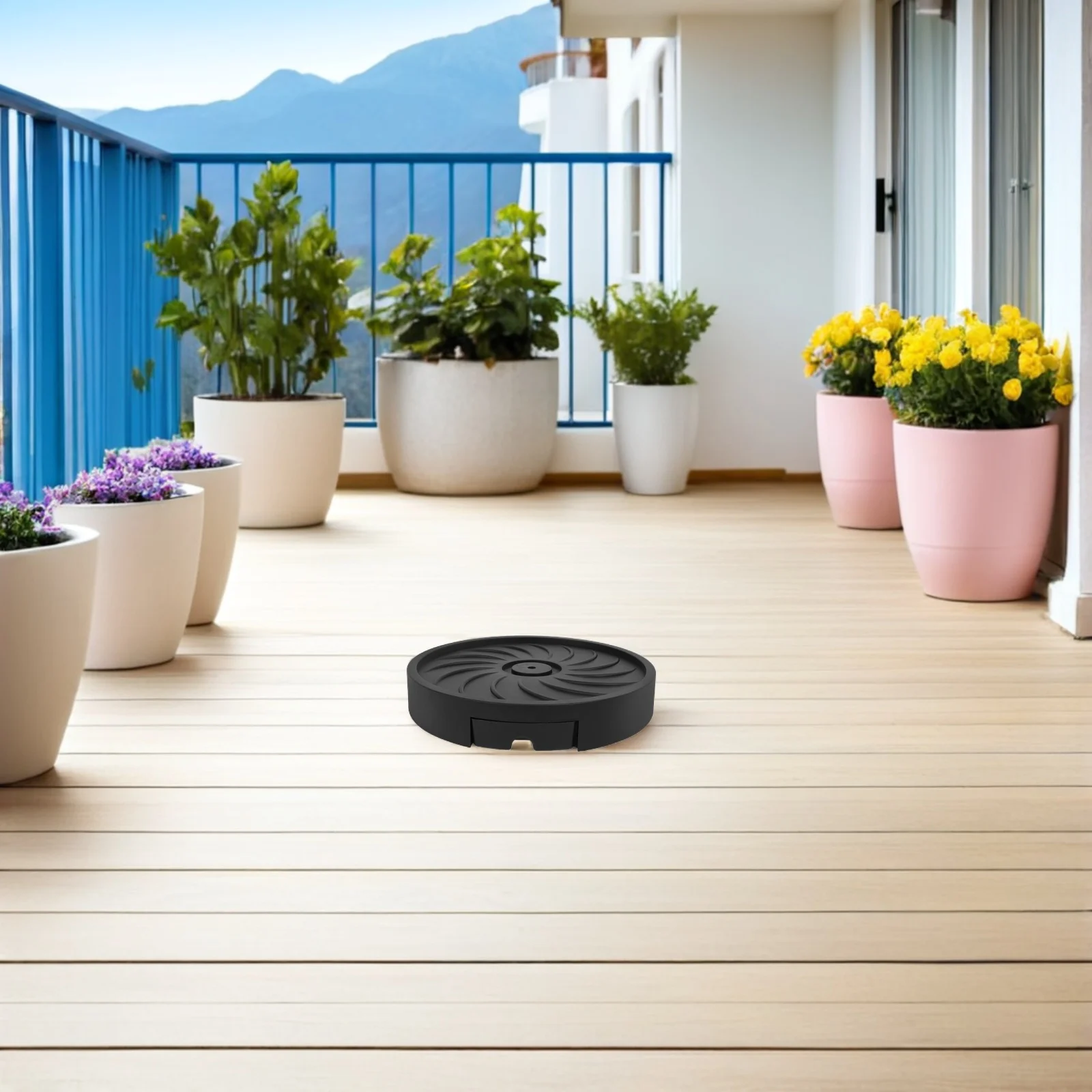

Round Plant Tray with Hidden Wheels, Heavy Duty PP Plastic Pot Stand for Indoor Outdoor Use, Movable Flower Caddy with Drainage