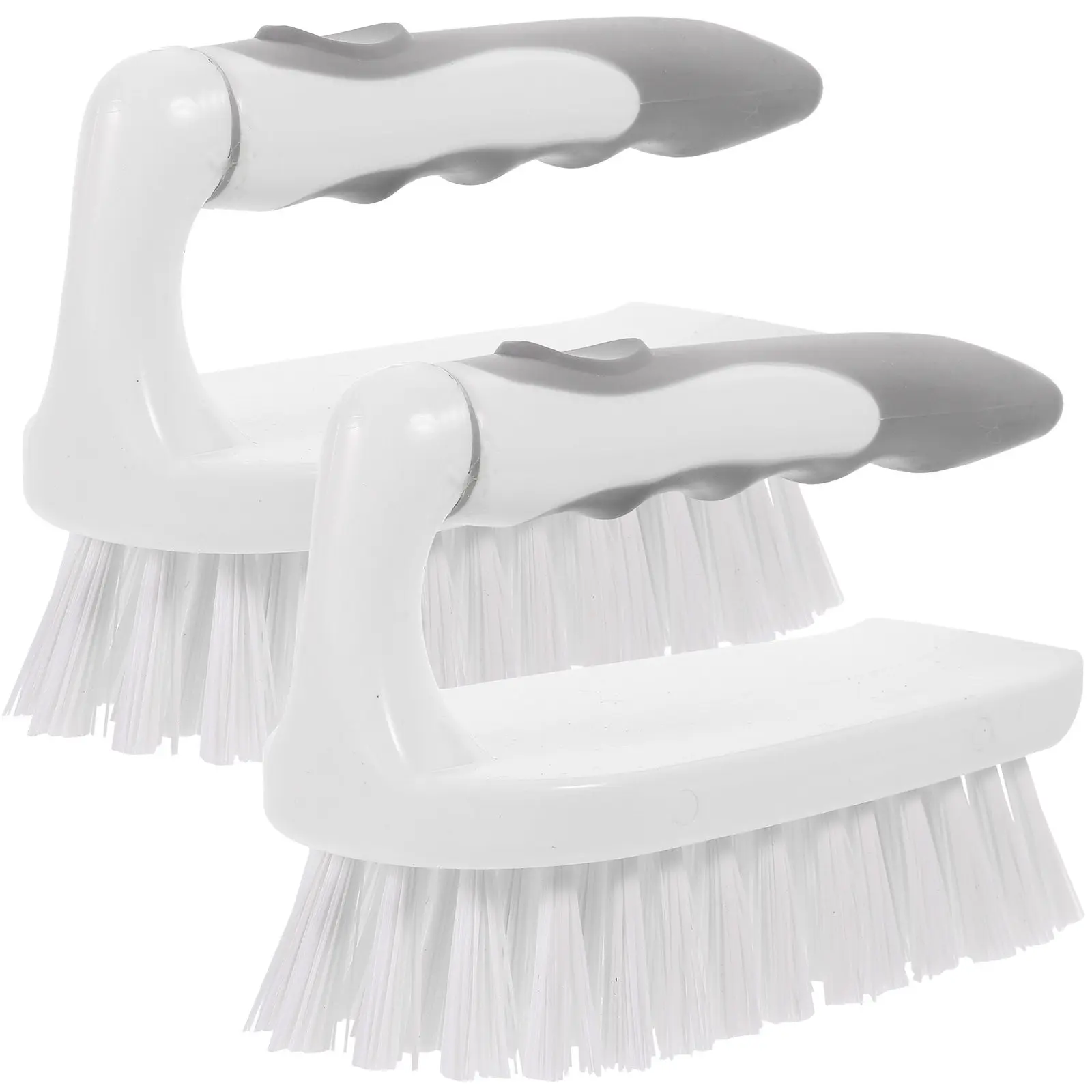 

2Pcs Iron-Type Laundry Scrub Brush Ergonomic Handle Dense Bristles for Shoes Floor Bathtub Multipurpose Cleaning Household Tools