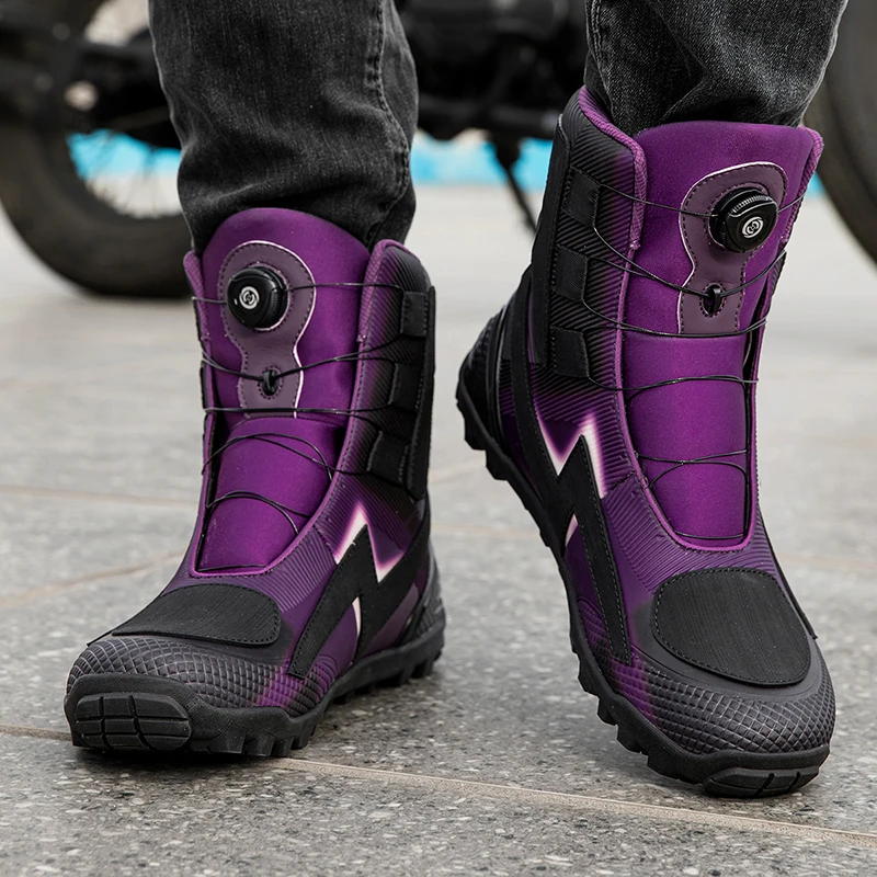 حذاء واقٍ للدراجات النارية للرجال جديد للفصول الأربعة، مضاد للانزلاق ومقاوم للاهتراء، حذاء ركوب كاجوال مريح للطرق الوعرة