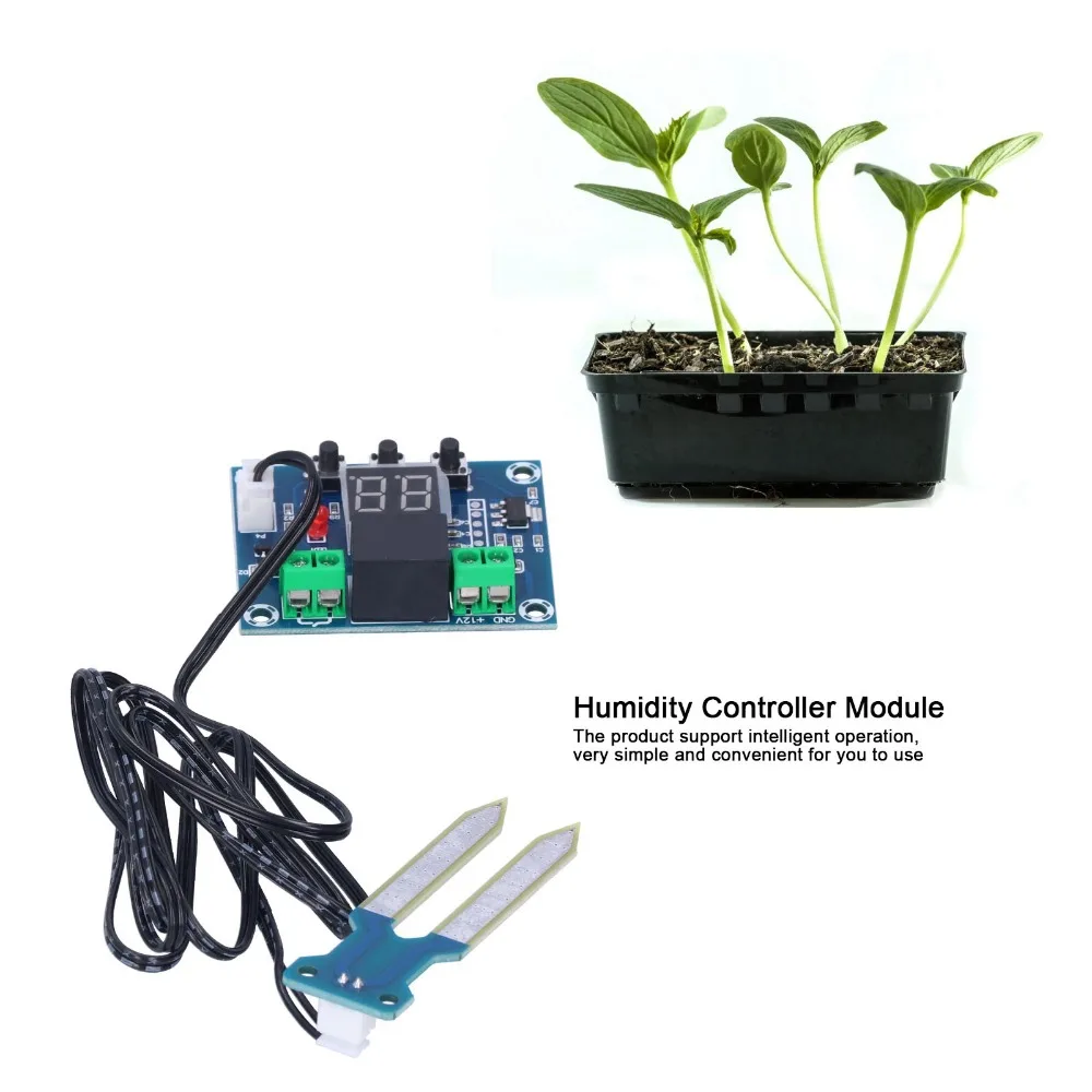 XH‑M214 Humidity Controller Module Digital Display 20-99% Range Soil Sensor Probe Electronic DC12V Automatic Irrigation Control