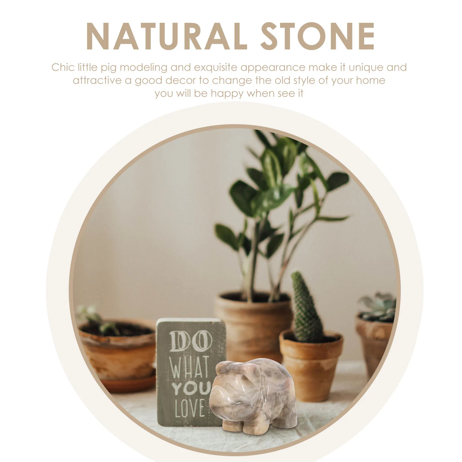

Natural Stone Pig Figurine Exquisite Mini Statue Decor Lifelike Smooth Office Table Shelf Home Adornment