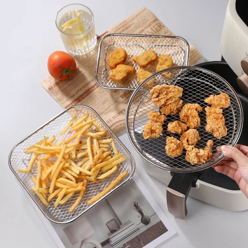 1-3 Layer Air Fryer Baking Rack Metal Oven Grill Holder Racks Airfryer Accessories for Cosori/Ninja/Foodi Mesh Cooking Basket