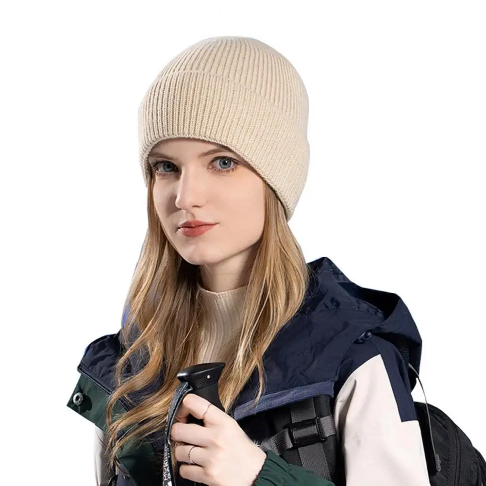 Gorro térmico acogedor gorro de punto de invierno con oreja para actividades al aire libre unisex grueso elástico apilado para esquiar para el clima