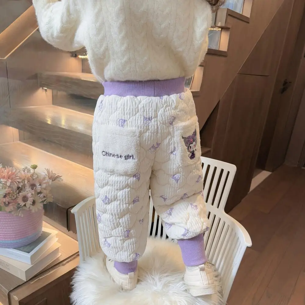

Sanrio Kuromi Girls Cotton Pants New Style Children's Style Baby Girl Plus Velvet Thickened Winter Pants To Wear Casual Pants