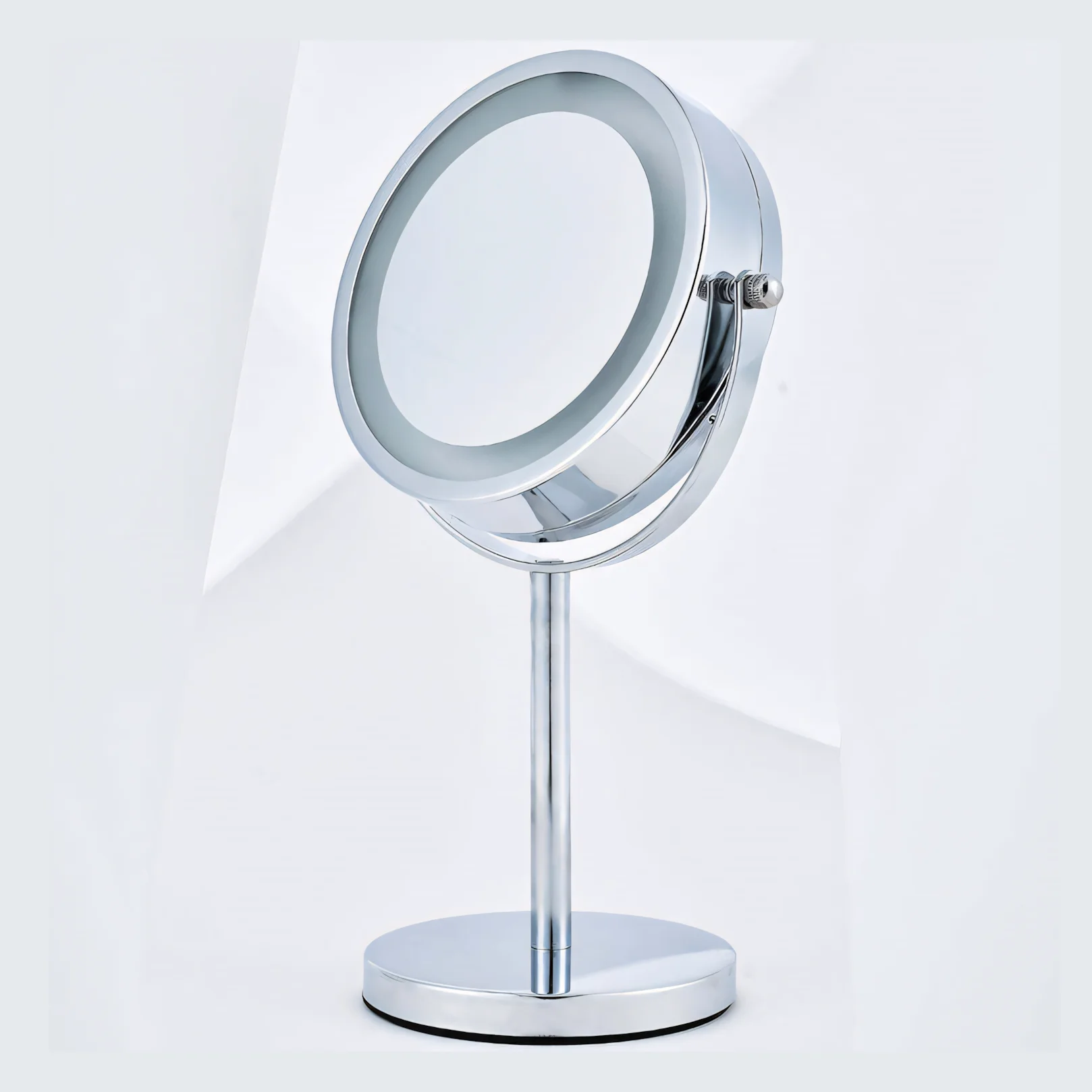 

6-Inch Adjustable Rotating Metal Frame Beauty Desktop Makeup Mirror With Led Light-battery-powered version