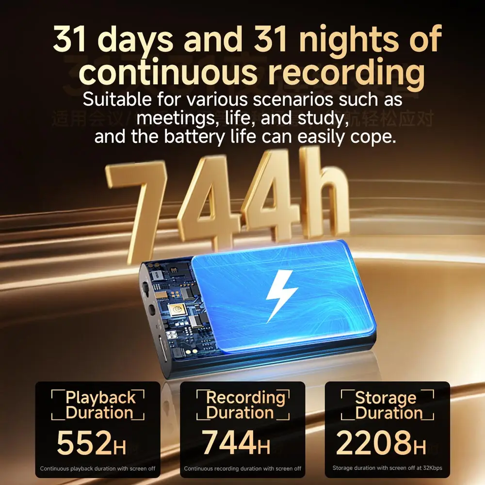 مسجل صوت مغناطيسي Famue - 744H، 90dB SNR، تقليل الضوضاء الاحترافي، تسجيل VOR، التوفير التلقائي، يوصى به المحامي، 64 جيجابايت
