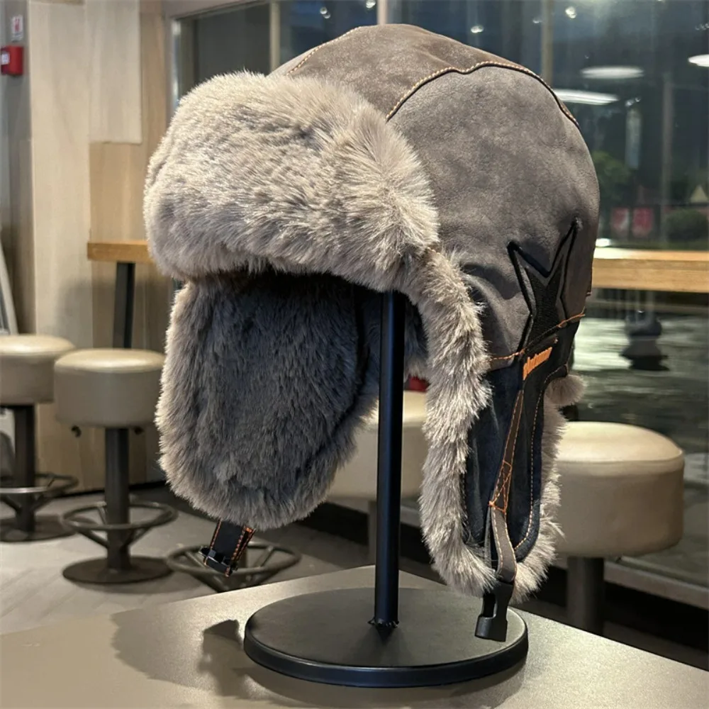 Winter-Unisex-Lei-Feng-Mütze – mit Fleece gefüttert, verdickt, warm und Ohrenklappe, winddicht, für Radfahren und Skifahren im Freien (Pilot-Stil)