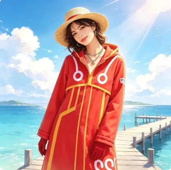 Nuevo Disfraz de Monkey D. Luffy de Egghead Island 2026, Túnica de Cosplay, Chaqueta, Abrigo, Sombrero, Traje de Halloween