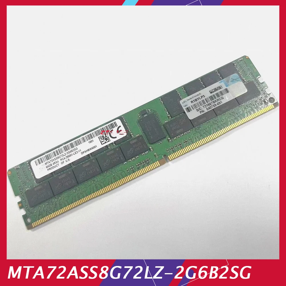 

1 шт. для MT RAM 64 Гб 64G 4DRX4 PC4-2666V DDR4 2666 RECC MTA72ASS8G72LZ-2G6B2SG Memory