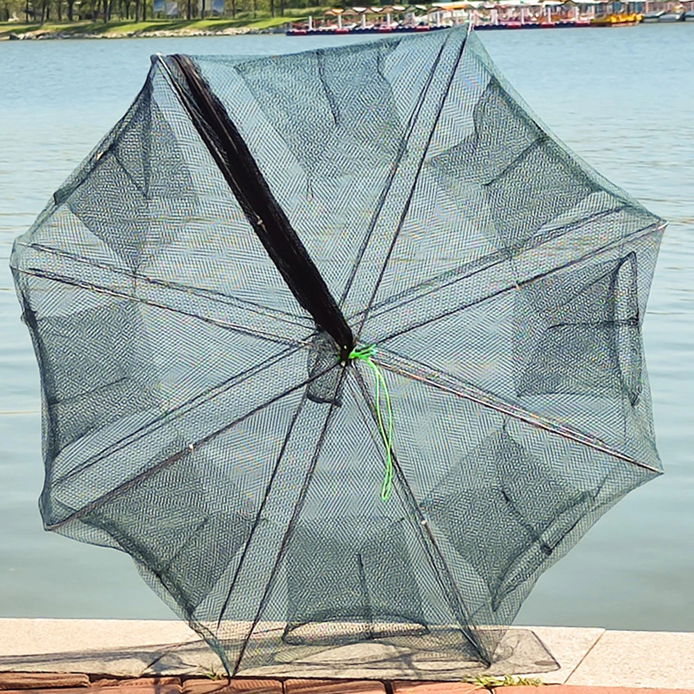 Folded Fishing Bait Trap, 6/8/12/16/20 Holes Foldable Fishing Nets for Fish/Crab/Shrimp/Crawdad Catcher Upgrade Large Space Gift