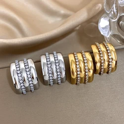 Fashion C-shape Stud Earrings with Rhinestones Stainless Steel Exquisite Stud Earrings for Women Chic Jewelry Daily Wear Gifts