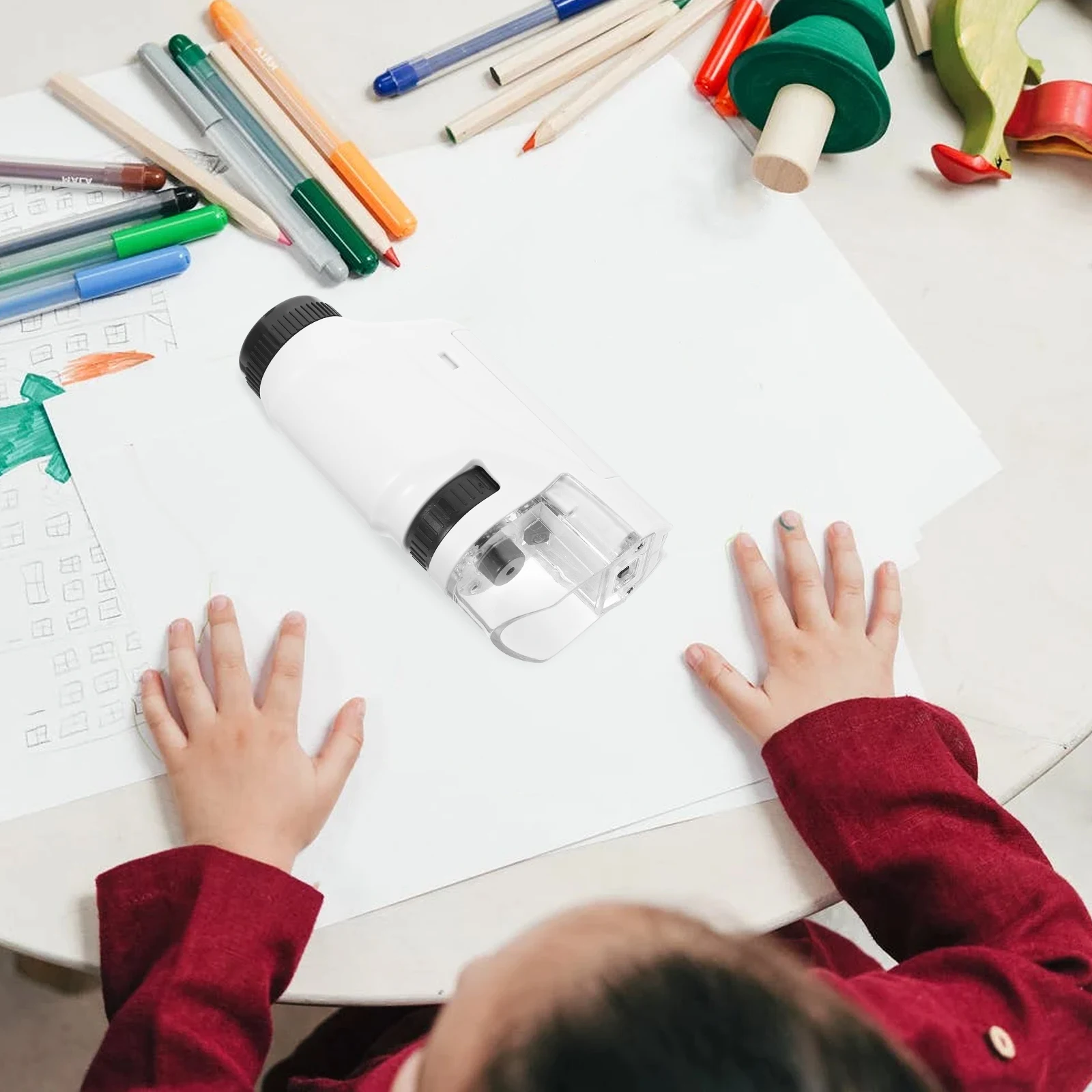 Microscopio monoculare portatile Lente d'ingrandimento biologica in plastica ABS Strumento scientifico educativo per bambini Studenti Esperimento di laboratorio