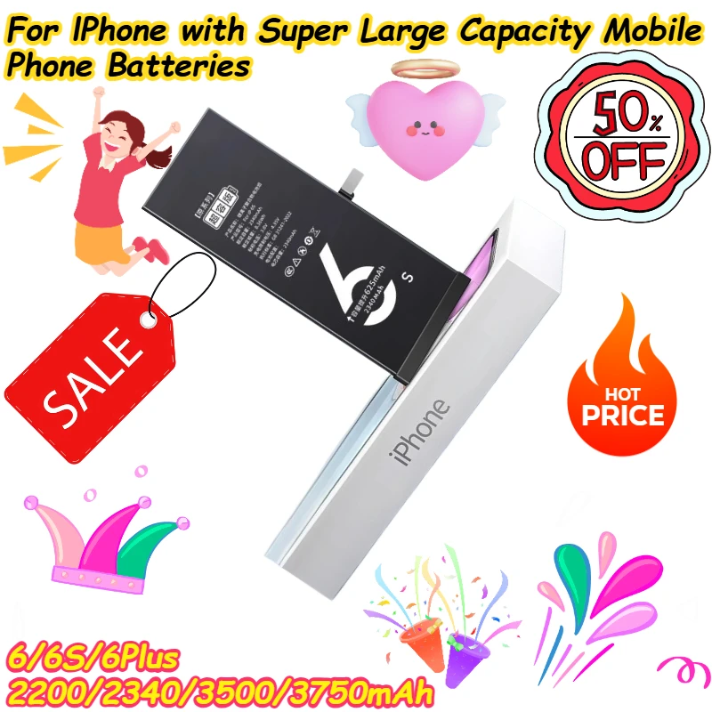 

2200/2340/3500/3750mAh For IPhone 6/6S/6Plus with Super Large Capacity Mobile Phone Batteries